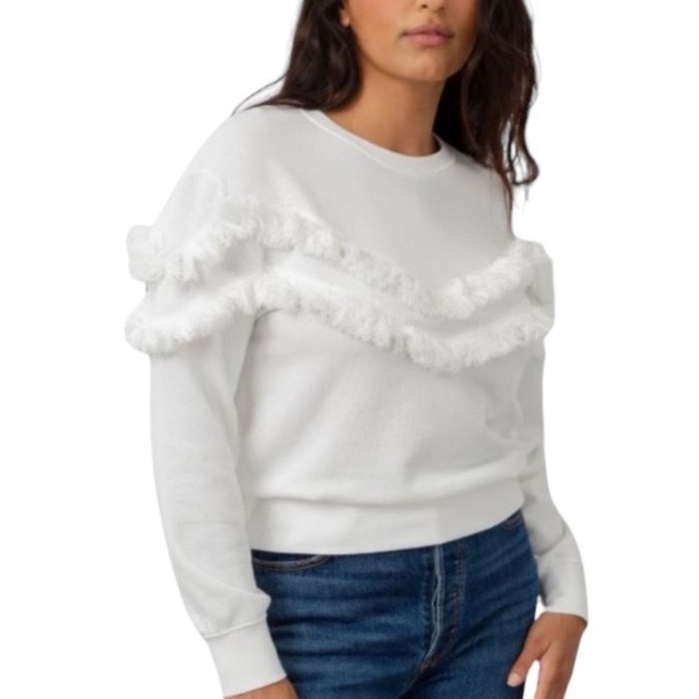Rails Kinsey White sweatshirt fringe detail M